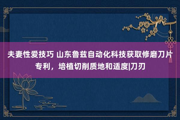 夫妻性爱技巧 山东鲁兹自动化科技获取修磨刀片专利，培植切削质