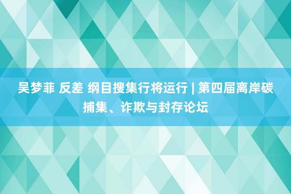 吴梦菲 反差 纲目搜集行将运行 | 第四届离岸碳捕集、诈欺与封存论坛