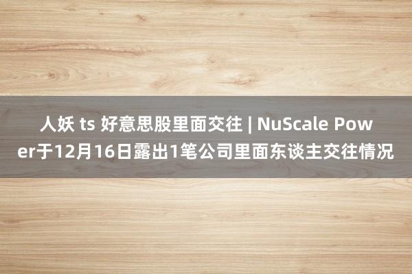 人妖 ts 好意思股里面交往 | NuScale Power