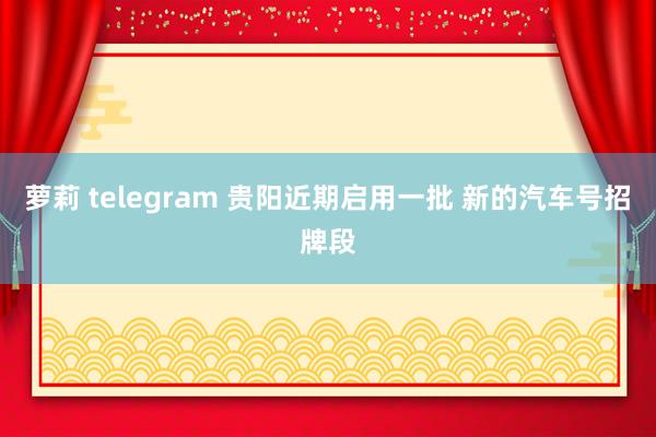 萝莉 telegram 贵阳近期启用一批 新的汽车号招牌段